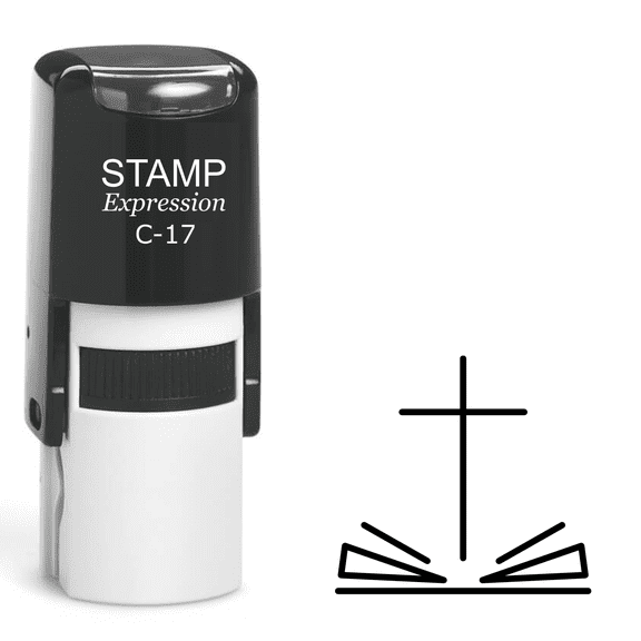 stampexpression - Bible with Cross Self Inking Rubber Stamp - Black Ink (A-62096)