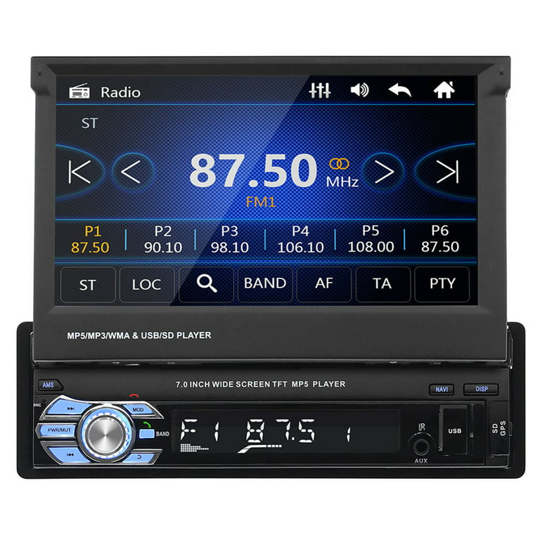 Car Stereo in Dash Single DIN 7 Inch HD Flip Out Touch Screen Radio GPS  Head Unit Support Bluetooth Hands-Free GPS Navigation Mirror Link FM USB SD