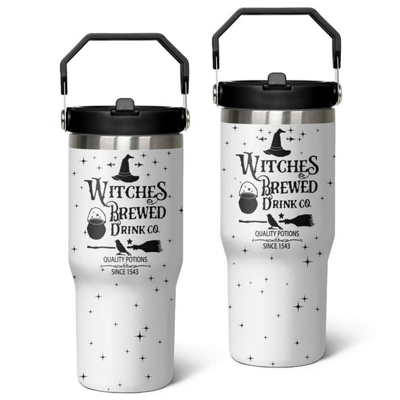 Halloween Tumbler with Lid and Straw 30oz,Witches Brewed Vacuum Insulated Leak Proof Halloween Tumbler,Goth Cute Spooky Gift Women Kids Teen Girls,Halloween Accessories Stainless Steel Coffee Cup