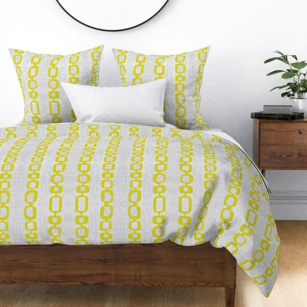 Citrine Chartreuse Yellow Midcentury Sateen Duvet Cover By Roostery Com Citrine Chartreuse Yellow Midcentury, Chartreuse Bedding Plants