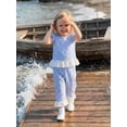 thumbnail image 4 of Loicainy Toddler Baby Girls Summer Outfits 6 12 18 24 Months 2T 3T Flying Sleeve Crew Neck Plaid Print Vest Tops and Elastic Waist Pants Clothes Set, 4 of 9