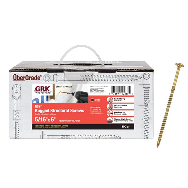 Tornillos estructurales GRK 10235 5/16 x 6 RSS Rugged 300 unidades
