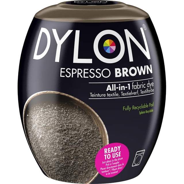 Tinte para tela en cápsula Dylon Espresso Brown 350 g para lavadora