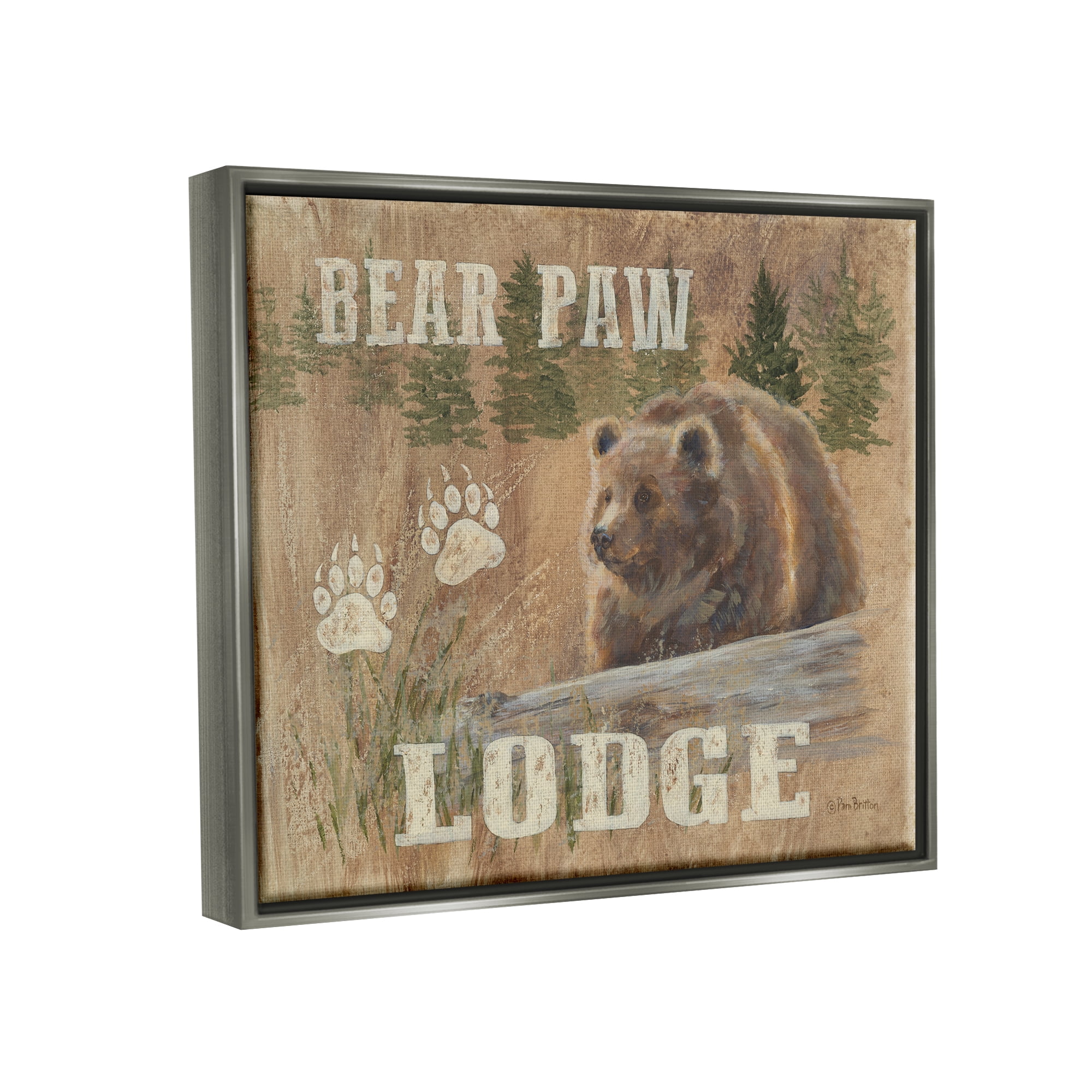 Stupell Bear Paw Lodge Cabin Paw Shapes Animals & Insects Painting Gray Floater Framed Art Print Wall Art