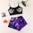 thumbnail image 2 of SJLDQY Halloween Womens Pajamas Sets 2 Piece Cami Top and High Waist Shorts Pj Sets for Womens Hallowmas Funny Skeleton Pumpkin Graphic Comfy Sleepwear, 2 of 4