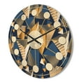 thumbnail image 3 of Designart 'Blue and Gold Cubes' Mid-Century Modern Wood Wall Clock, 3 of 5