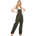 thumbnail image 1 of Revolt By Palomares PLUS SIZE Women's Juniors Baggy Straight Leg Twill/Denim Overalls (True Olive, 24), 1 of 3
