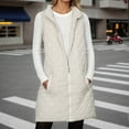thumbnail image 5 of CUZIBR Winter Coats For Women Quilted Padded Thick Warm Long Vest Stand Collar Zipper Sleeveless Jacket With Pockets Loose Fit Outerwear Fall Fashion Winter Clothing,Beige,L, 5 of 7
