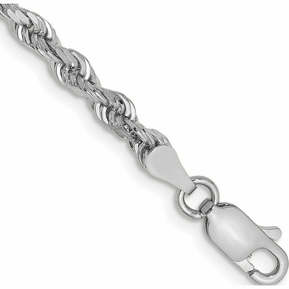 10K White Gold 3.35mm D/C Quadruple Rope Chain (7 X 3.35) Made In Peru 10wqt025-7