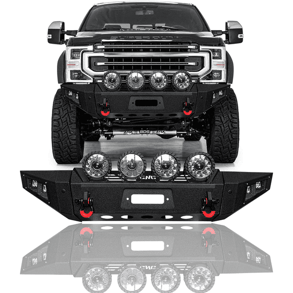 TIOYAR For 2017-2022 Ford F250/F350/F450 Steel Front Bumper With Winch Plate&Lights (Black Texture)