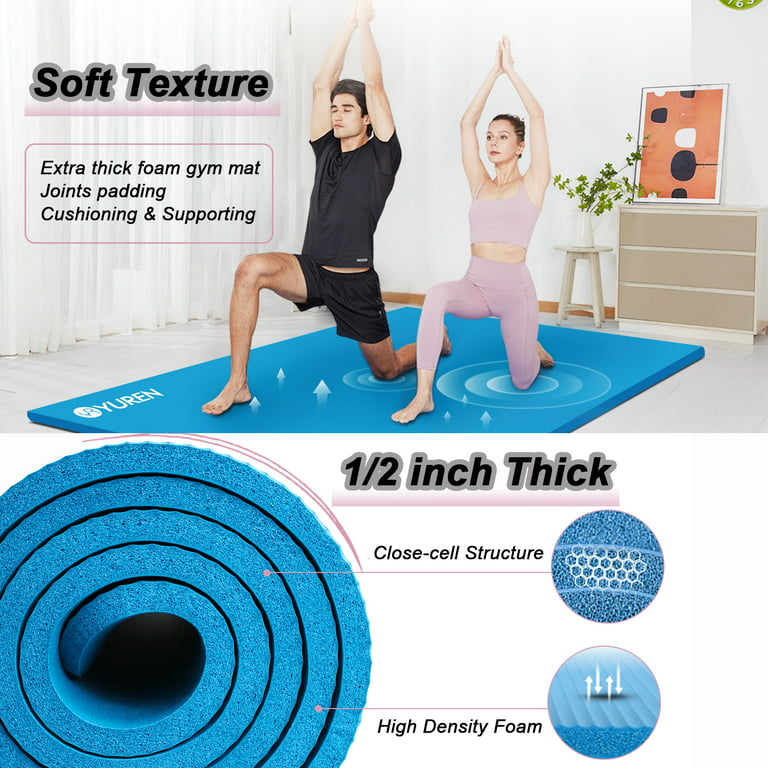 RYTMAT 1/2 Thick Exercise Mat Extra Wide 78x51 Large Yoga Mat Home Gym  Foam Workout Matt Blue