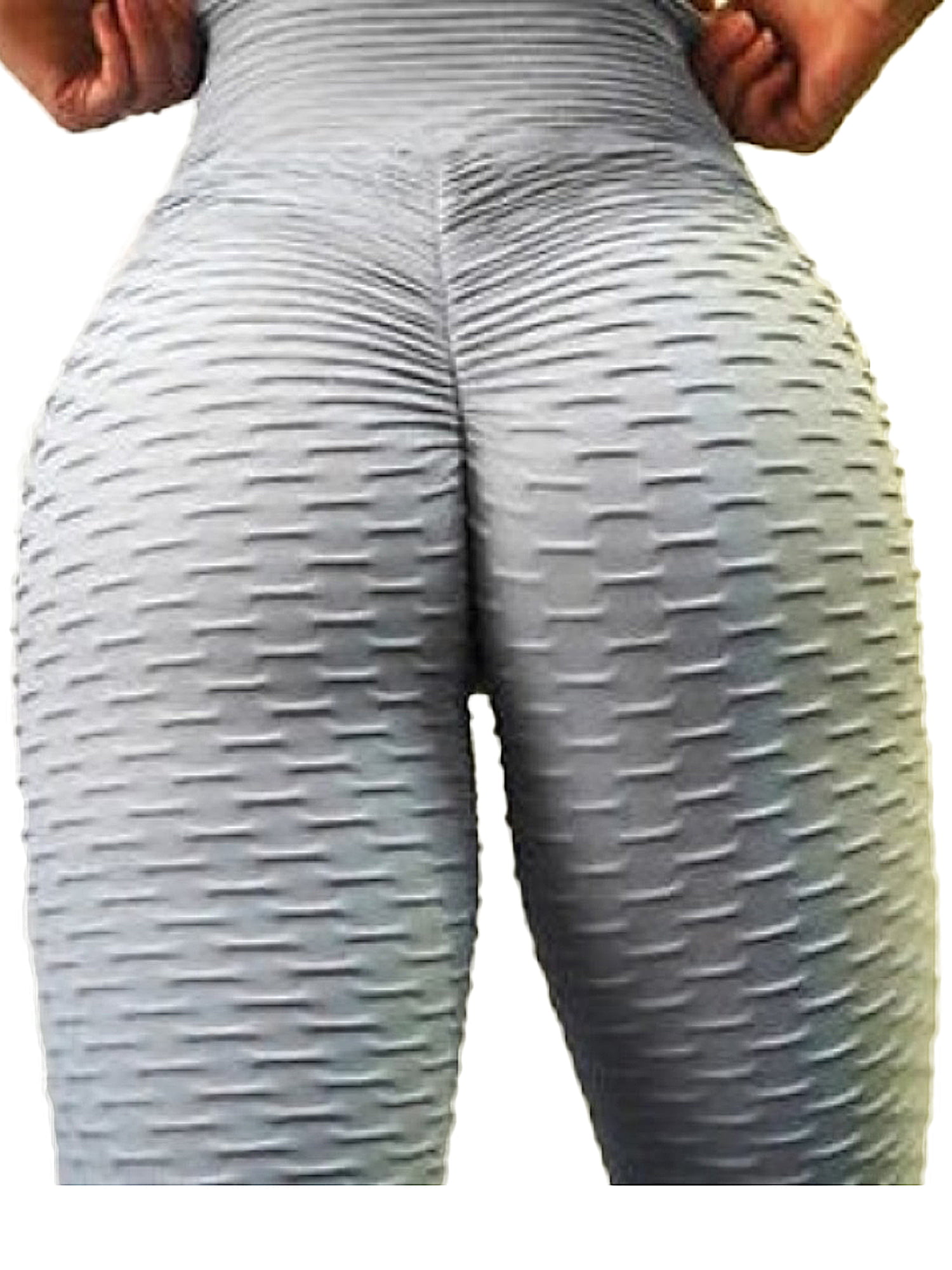 Women Yoga Gym Anti-Cellulite Leggings Sports Solid Push Up Ruched Elastic Pants 