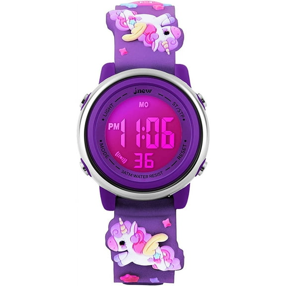 A ALPS Kids Digital Watches Sport Waterproof Wristwatch 3D Cartoon Wristwatch with 7 Color Lights for Ages 3-12 Birthday Christmas Gift for Child