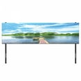 thumbnail image 3 of Landscape Headboard, Photo Taken from a Wooden Dock Towards the Sea and Forest Sky Calm Lake Print, Upholstered Decorative Metal Bed Headboard with Memory Foam, King Size, Multicolor, by Ambesonne, 3 of 4