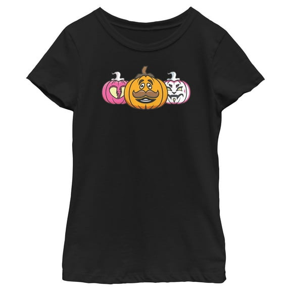 Girl's Fortnite Halloween Character Jack-O'-Lanterns Graphic Tee Black Large