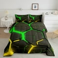 thumbnail image 2 of jejeloiu Modern Geometric Hexagon Queen Comforter Set,Abstract Honeycomb Bedding Sets,Neon Yellow Green Bedding Comforter Set For Kids,Microfiber Bedroom Decor,3 Pieces, 2 of 8