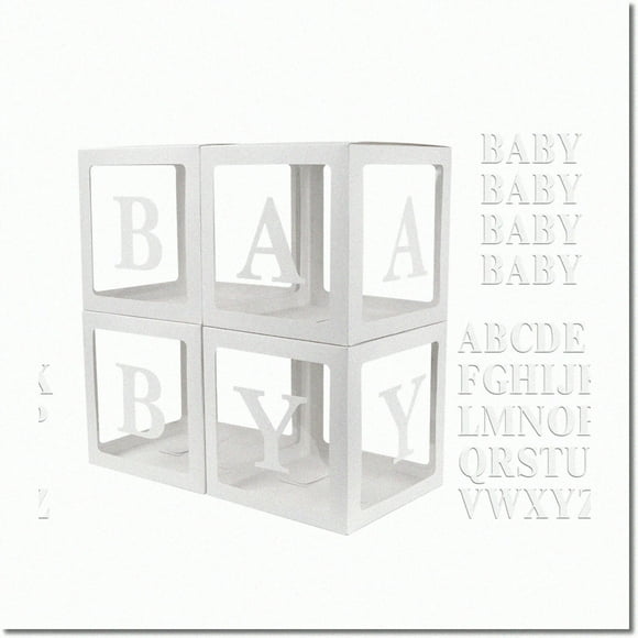 Baby Letter Blocks - 42pcs Alphabet Baby Boxes for Shower, Gender Reveal, Bridal & Birthday Party Decorations