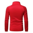 thumbnail image 3 of BXINGOHAI Men's Casual Patchwork Hoodless Sweatshirt Blend Stretchy Quarter-Zip Mock Neck Long Sleeve Pullover Shirt Outdoor Athletic Sports Tops Fall Savings Red,XXXL, 3 of 5