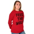 thumbnail image 4 of Feed The Wolf Sarcastic Hangry Gym Plus Size Long Sleeve Graphic Tee Shirt Brisco Brands 3X, 4 of 5