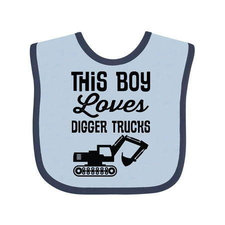 

Inktastic This Boy Loves Digger Trucks Construction Gift Baby Boy Bib