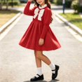 thumbnail image 5 of Fesfesfes Girls Round Neck Bow Detail Knit Sweater Dress Button Front Pleated A-Line Casual Winter Fall Outfit for School Daily Wear Ages 1-8 Years, 5 of 9