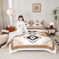 thumbnail image 4 of Homewish Wheat Boho Aztec Bedding Comforter Set, Western Bohemian Old Fashion Twin Comforter Sets, Teens Adult Women Men Reversible Bedding Set, Lightweight Room Decor, 2pcs, 4 of 8