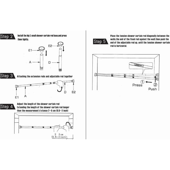 JUNCHI-Shower Curtain Rod Adjustable 32 to 80 Inch,Heavy Duty Spring Tension Shower Rod,Tension Telescoping Rod,Black,No Drilling