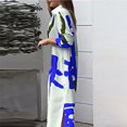 thumbnail image 6 of IROINNID Maxi Dress for Women Neck Button Contrast Color Print Color Long Sleeve Dress,Blue, 6 of 6