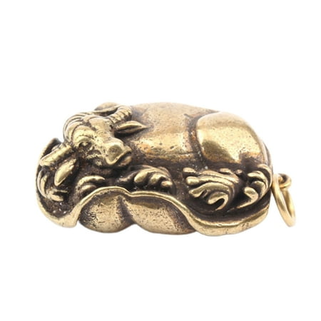 

1PC Antique Zodiac Ox Pendant Pure Brass Zodiac Cow Pendant Retro Tea Pet Copper Handle Decor Multi-purpose Decorative P