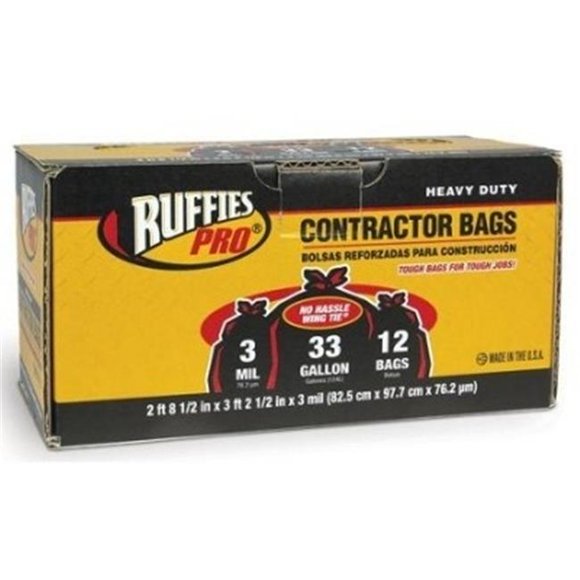 Berry Plastics 1124911 33 gal Contractor Clean-Up Bag, 12 Count