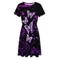 thumbnail image 4 of Glowing Butterfly Purple Background Dress Fashion Beach Short Sleeve Dresses Female Party Printed Sundress, 4 of 7