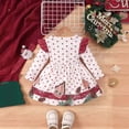 thumbnail image 5 of Odeerbi Infant Girls Ruffle Long Sleeve Christmas Dress Bowknot Dots Print Party Princess Dress Fall Winter Birthday Christmas Polka Print Bow Dress White, 5 of 8
