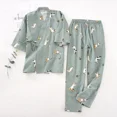thumbnail image 1 of 2024 new seven-sleeve Japanese-style kimono pajamas set female spring and autumn 100% cotton gauze home clothes cute sweet two-p, 1 of 4