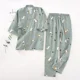 thumbnail image 1 of 2024 new seven-sleeve Japanese-style kimono pajamas set female spring and autumn 100% cotton gauze home clothes cute sweet two-p, 1 of 4