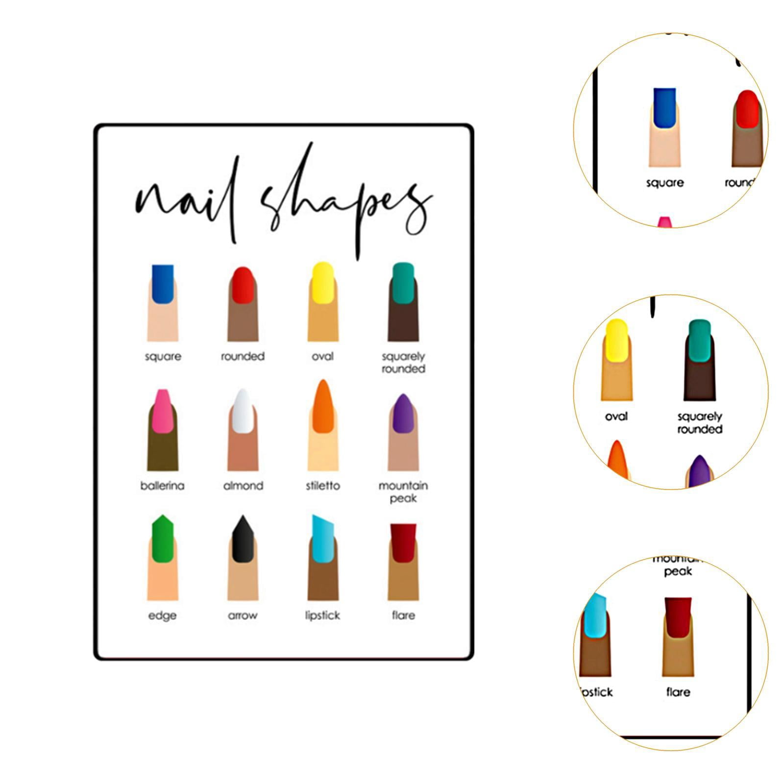 TOOYFUL Nail Shape Display Nail Tip Display Board Supplies Professional DIY Nail Shape Guide Hanging Picture 11.8x15.7" Nail Art Tool E