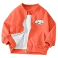 thumbnail image 2 of FSYBOA Girls Casual Jacket, Fashion Stand Collar Long Sleeve Loose Fit Fall Outerwear Orange Size 3-4T, 2 of 6