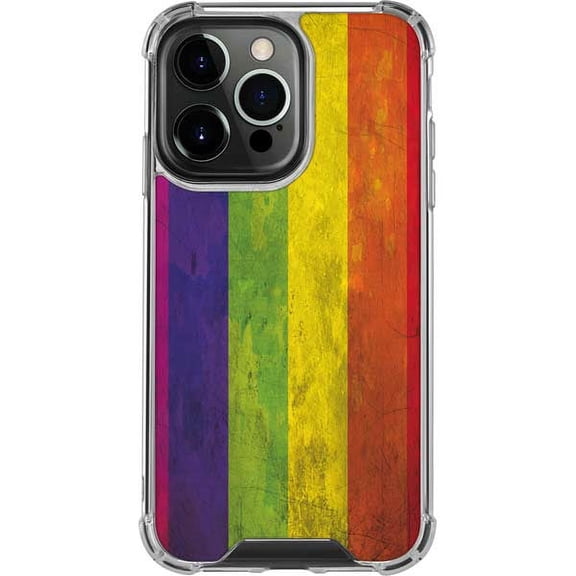 Skinit Distressed Rainbow Flag iPhone 14 Pro Clear Case