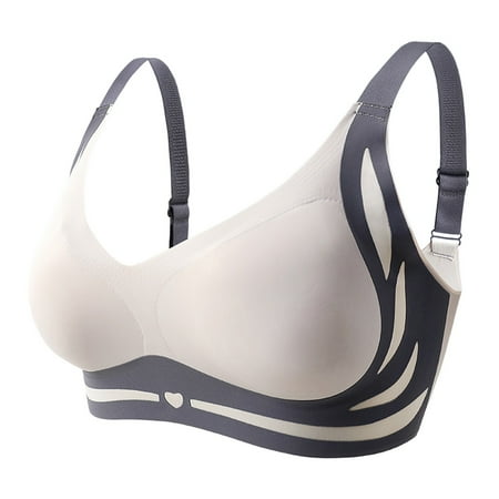 Women s Front Side Buckle Support Bra Lace Edge without Steel Big Bra Ring Movement Seamless Gathering Molded Cup Sports Bra Adjustment Yoga Sleep Large Womens Bra