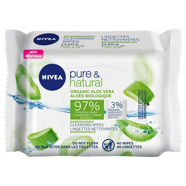 Nivea Biodegradable Pure & Natural Cleansing Wipes, Dry and Sensitive Skin