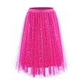 thumbnail image 1 of Faldas Largas para las Mujeres de Verano Estrella Impresión en Capas Pastel Malla Lentejuelas Irregular Media Longitud Maxi, 1 of 2