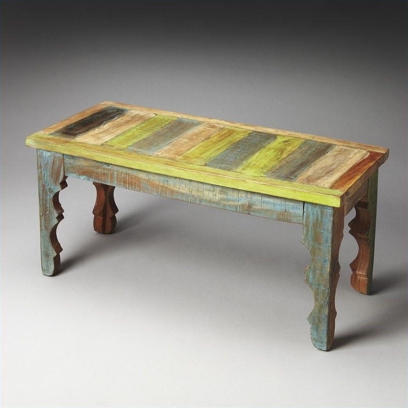 Butler Specialty Artifacts Rao Hand, Hand Painted Wooden Benches