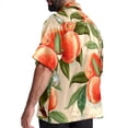 thumbnail image 3 of Peach Men's Short Sleeve Spread Collar Tops, Casual Button Down Shirts, Printed Summer Beach Shirts, Unisex, 3 of 6