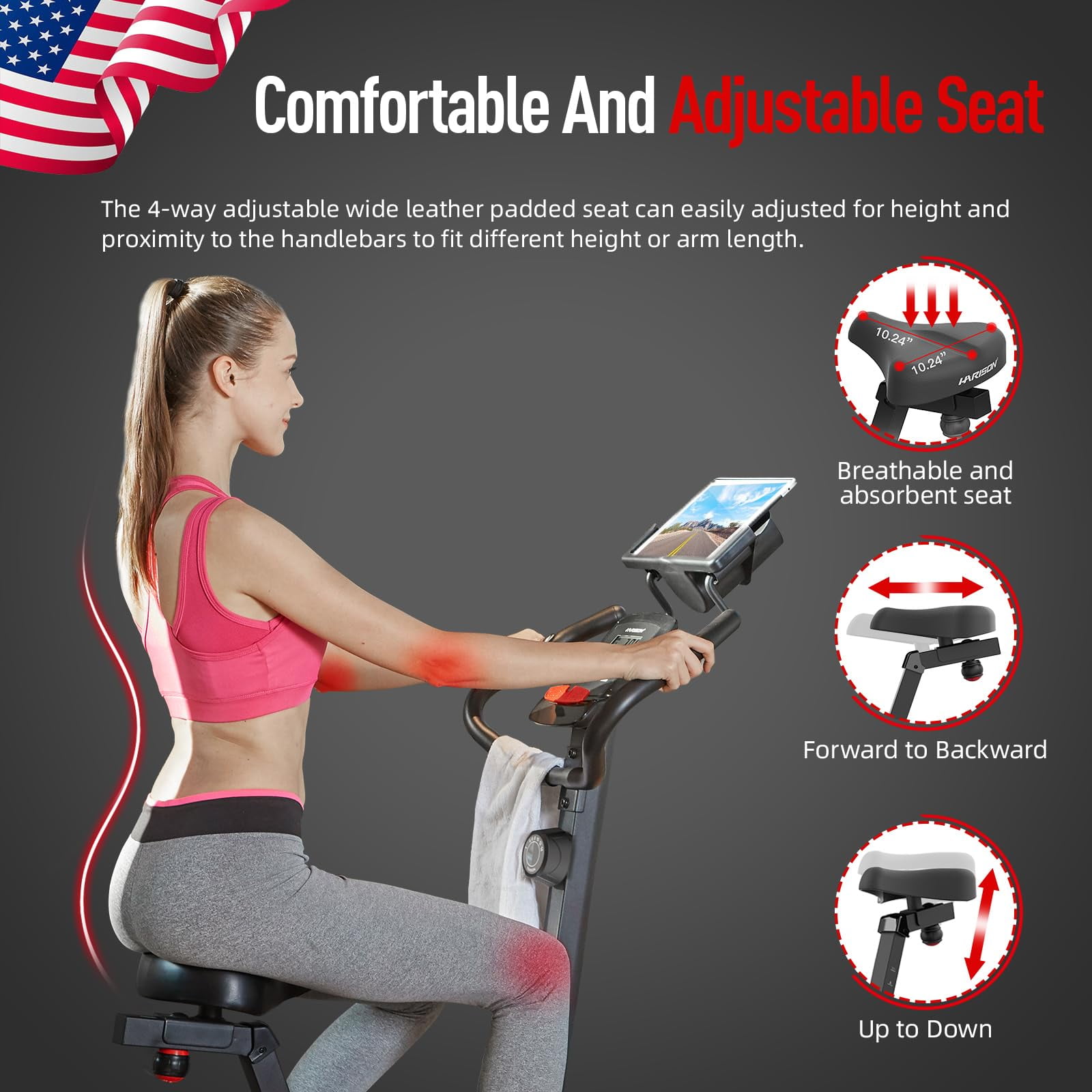 HARISON Exercise Bikes for Home with LCD Monitor, Upright Exercise Bikes 350lbs Capacity