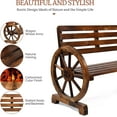 thumbnail image 4 of VINGLI Rustic Wooden Wagon Wheel Bench, 41" 2-Person Slatted Seat, Outdoor Patio Furniture, 550lbs High Capacity, Weather Resistance, 4 of 7