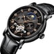 thumbnail image 3 of Punk Skeleton Moon Phase automático mecánico reloj de material cuero banda para hombre moda negocios ejercicio reloj de Negro, 3 of 5