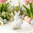 thumbnail image 2 of Easter Bunny Figurine, Resin Wildflower Bunny Decorations for Home Indoor, Spring Rabbit Small Statue Living Room Table Centerpieces Mantel Tiered Tray Shelf Office Desk Top Decor, 2 of 6