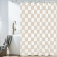 thumbnail image 2 of Aesthetic Checkerboard Grid Pattern Shower Curtain, White Cream Modern Shower Curtain Sets Decoration 71x71 Inch with plastic hooks, 2 of 6