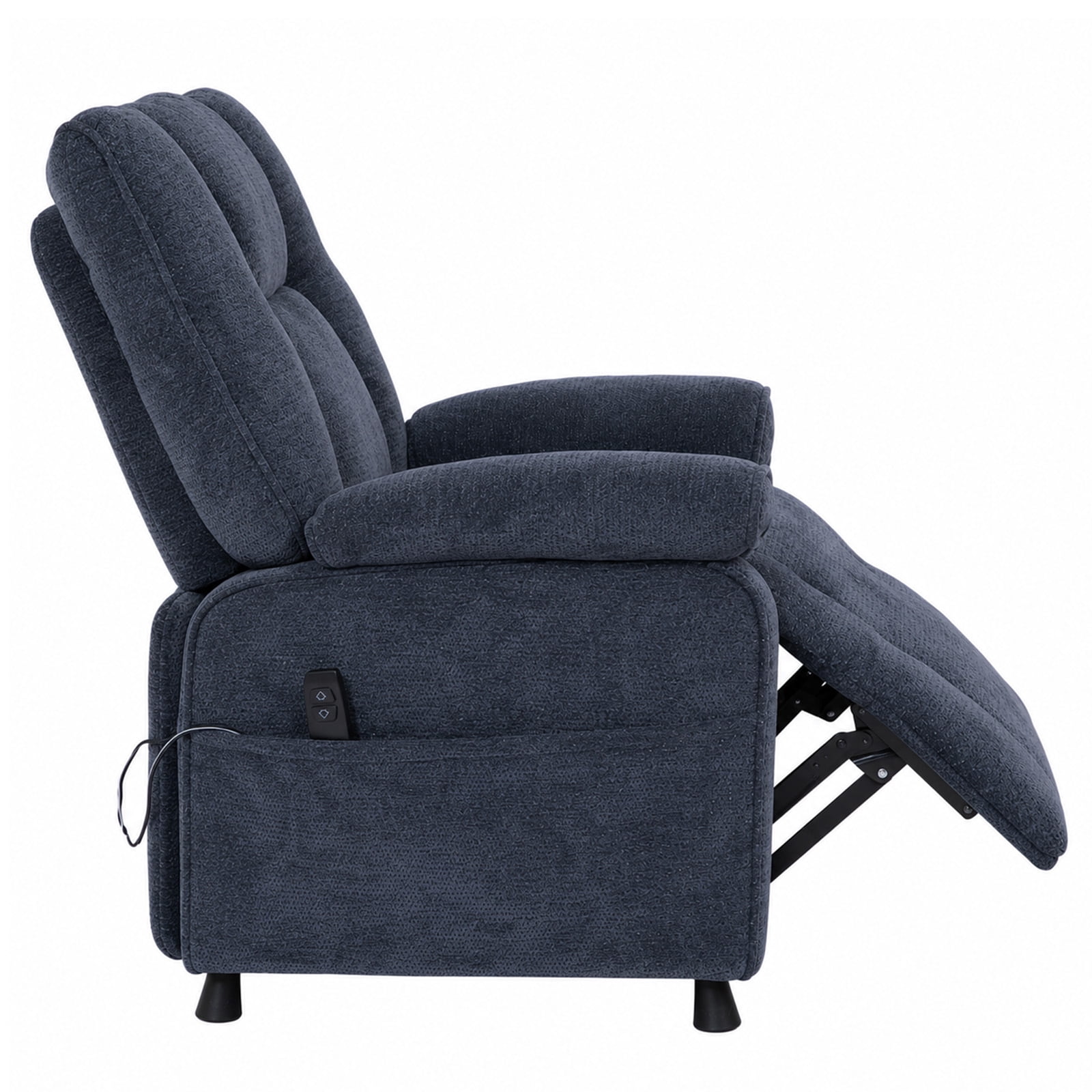Leumius Recliner Chair, Ergonomic Tufted Cushion Single Recliner with Chenille Fabric, Side Storage Pocket, Anti-Slip Wooden Legs, 300lbs Capacity for Living Room Bedroom Gaming Lounge,Blue
