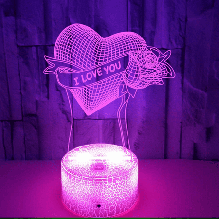 

3D Illusion Lamp Colorful Changing Modes Night Lights Smart Touch and Remote Control --- Rose