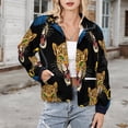 thumbnail image 3 of Jackets for Women Winter Coat Jackets Flannel Stand Collar Jacket(Leopards Chains Luxurious Fashion Print,Size:S-4XL), 3 of 7